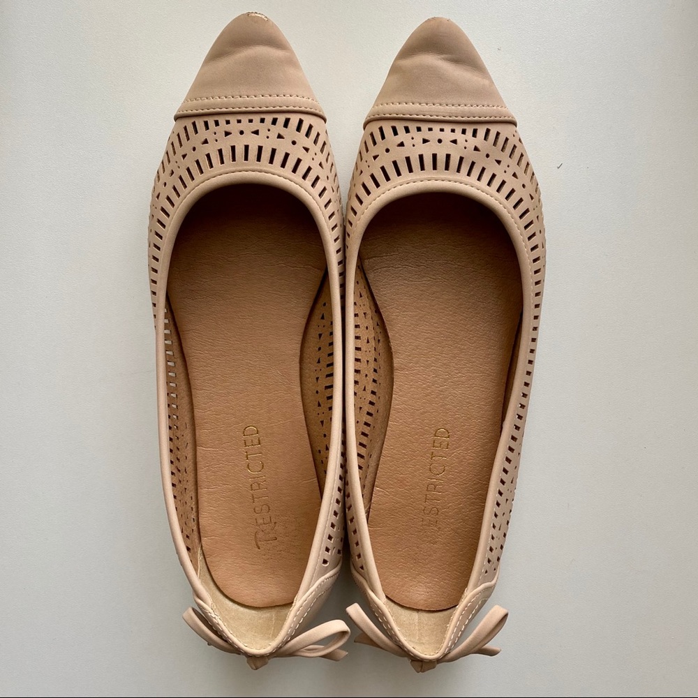 Restricted Beige Perforated Pointed Flats - image 1